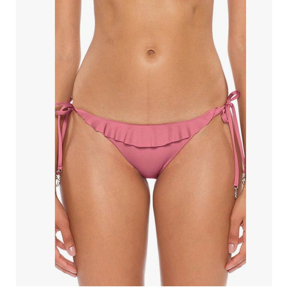 Soluna Under the Sun Ruffle Tie Bikini Bottom Mulberry Size L